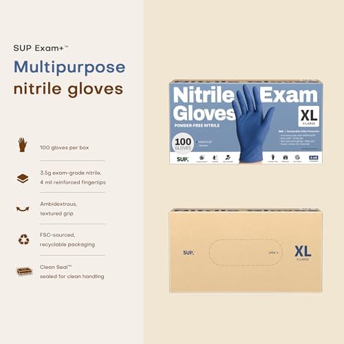 Supmedic SUP Exam Plus® Nitrile Gloves, Powder-Free Disposable Med Blue