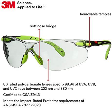 3M Safety Glasses, Solus 1000, Scotchgard Indoor/Outdoor Gray Lens