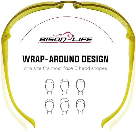 BISON LIFE Yellow Safety Glasses for Men & Women, Bulk, ANSI Z87.1, 6 Pack