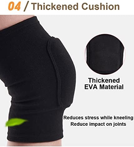 SUJAYU Knee Pads for Women, Dance Knee Pads Wrestling Knee Pads Basketball Knee Pads Volleyball Knee Pads for Women, Knee Protector Soft Knee Pads for Work (Black + White, M)
