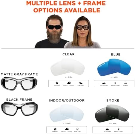 Ergodyne Skullerz LOKI Convertible Safety Spoggles- Includes Foam Gasket and Strap to Convert to Goggle, ANSI z87.1