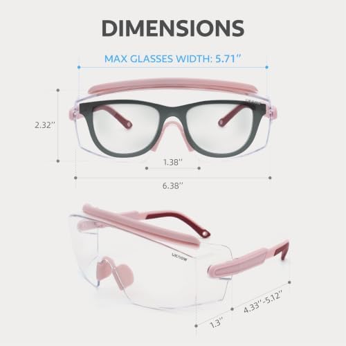 UKNOW Safety Goggles Over Glasses, Anti Fog Safety Glasses with Clear Wraparound Lens, ANSI Z87.1 Protective Eyewear