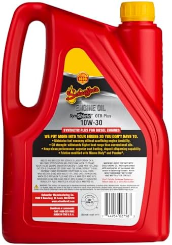 Schaeffer Manufacturing Co. 0711CK4-006S SynShield OTR Plus Diesel Engine Oil 10W-30, 1-Gallon Bottle