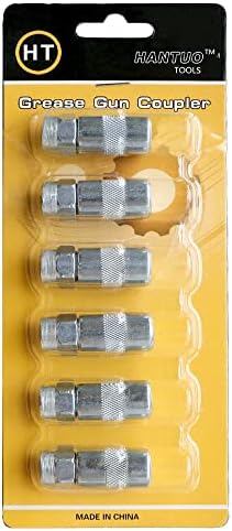 6 PCS Grease Gun Nozzle tip, Grease Nozzle Metal Replacement Grease tip Nozzle Fitting Nipple Grease Gun Lubrication Accessories, Steel Copper Grease Gun