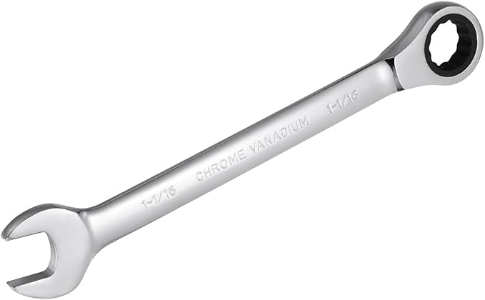 uxcell 1-1/16 Inch Ratcheting Combination Wrench SAE 72 Teeth 12 Point Ratchet Box Ended Spanner Tools, Cr-V