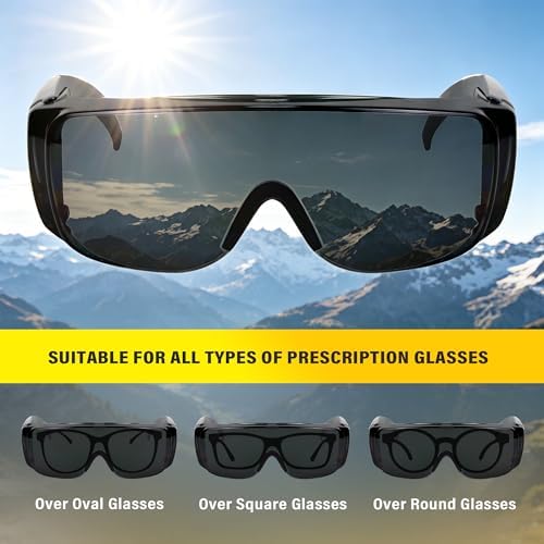 Safety Glasses Over Eyeglasses 12 Pack, ANSI Z87.1 Safety Goggles Over Glasses, UV Protection Tinted Lenses, Anti Scratch Protective Eyewear for Lab, Construction, Outdoor Work