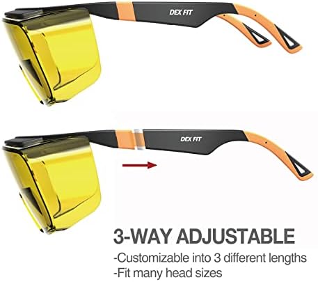 DEX FIT Safety Glasses SG210 Series - Anti-Fog & Scratch Resistant Z87.1 Certified, Adjustable Temples