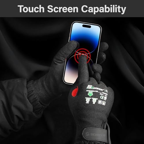 FreezeGuard Winter Work Gloves for Men and Women, ANSI A6 Cut Resistant Gloves With Super Grip, Freezer Glove for Work Below Zero, Touchscreen, Thermal Insulated, PR3388, Black Knight (S, 1 Pair)