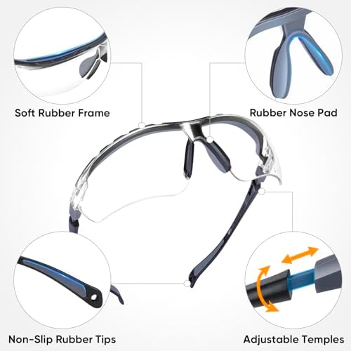 TICONN Anti-Fog Safety Glasses for Men & Women, ANSI Z87.1 Eye Goggles
