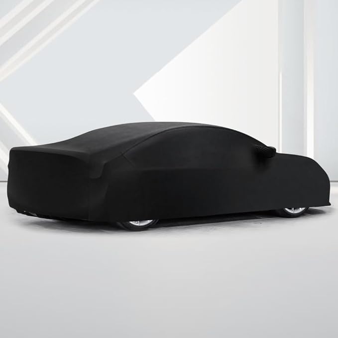 WinPower Indoor Sports Car Cover 154-169 inches Stretch Dustproof Protection Full Car Cover for Underground Garage, Car Show, Black