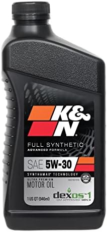 K&N Motor Oil: 5W-30 Synthetic Engine Oil: Premium Protection, High Mileage, 1 Quart
