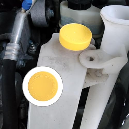 21712-79900 Yellow Coolant Reservoir Cap 2PCS Engine Radiator Coolant Water Tank Cap Radiator Overflow Tank Lid Compatible with Nissan Murano Rogue Versa Quest, Fit for Infiniti EX35 FX37 G35 M35