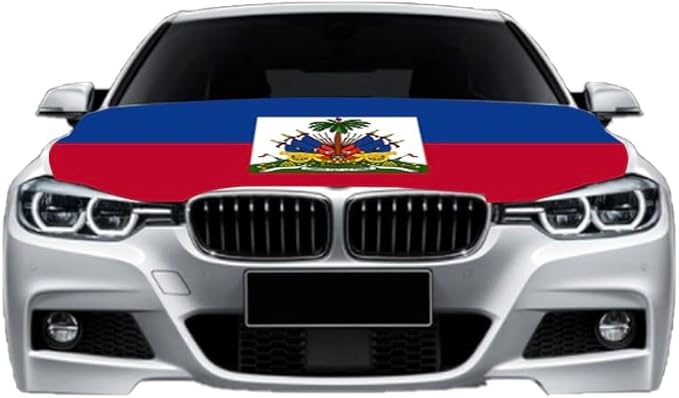Car Hood Cover Country Flag Hood Cover Durable Weatherproof Universal Fit Car Cover for All Seasons Protection Custom Fit for Cars Trucks SUVs (Haiti)
