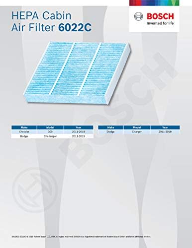 BOSCH 6022C HEPA Cabin Air Filter - 3 Layer Protection For A Healthier Ride