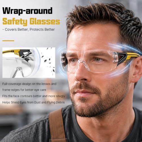 12 Pack Clear Safety Glasses Bulk for Men Women ANSI Z87.1 UV Protection