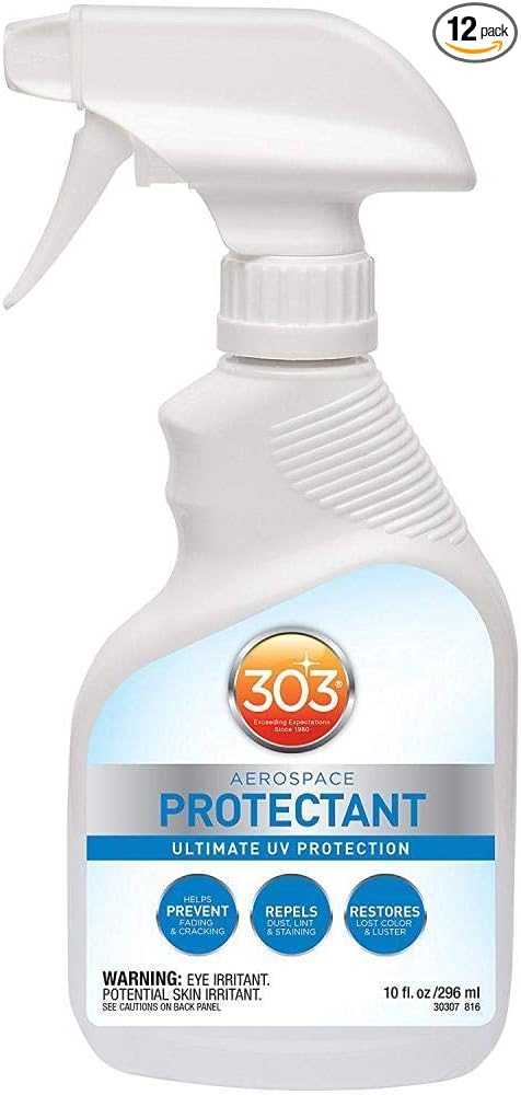 303 (30307-12PK) UV Protectant Spray for Vinyl, Plastic, Rubber, Fiberglass, Leather & More – Dust and Dirt Repellant - Non-Toxic, Matte Finish, 10 Fl. oz., (Pack of 12)