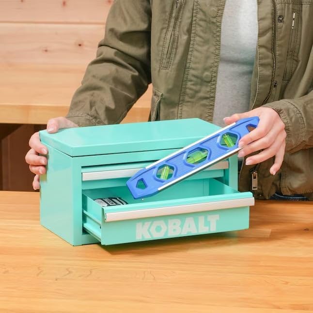 Mini 2-Drawer Steel Tool Box Teal Color