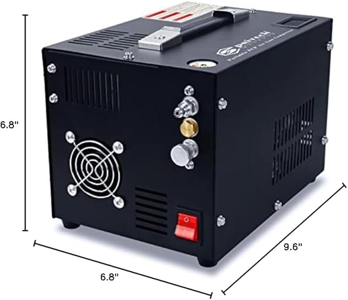 PCP Air Compressor,Built-in Power Converter,Portable 4500Psi/30Mpa,Water/Oil-Free,PCP Paintball Tank Air Pump, Powered by 12V Car DC or Home 110V AC with Oil-Moisture Filter