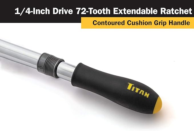 Titan 12075 1/4-Inch Drive x 6 to 8-Inch 72-Tooth Extendable Ratchet