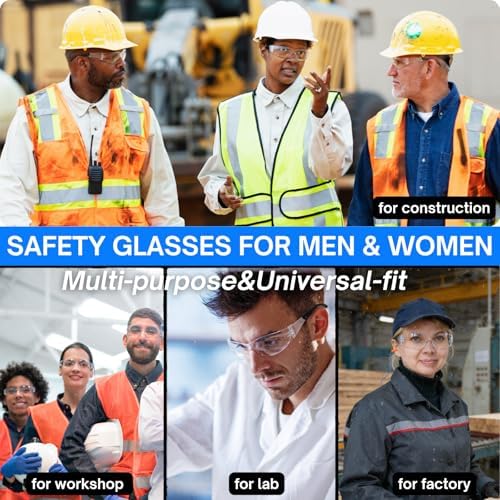 Safety Glasses Ansi Z87.1 Clear Safety Glasses Bulk Impact Scratch Resistant Lens Protective Eyewear for Men Women