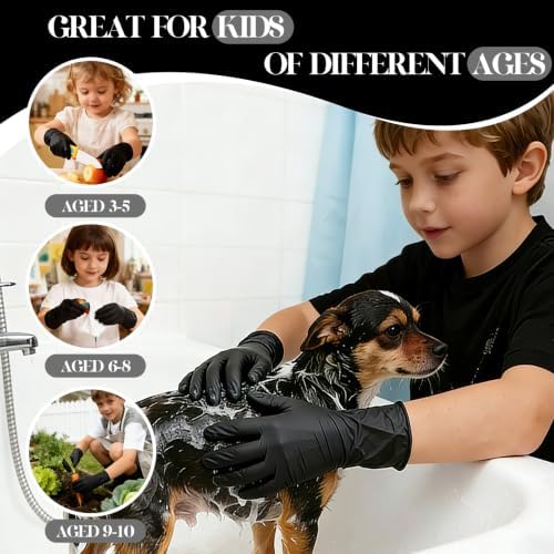 Kids Disposable Gloves, 5-Mil Safe Black Nitrile, Small, 100Ct