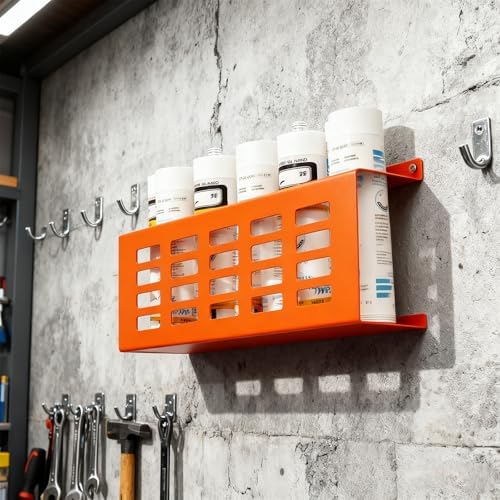 Metal Wall Mount Caulk Tube Holder Rack, Orange