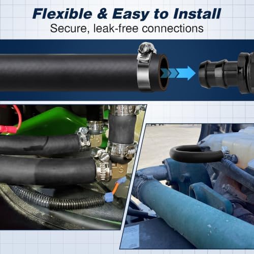 10FT 1/2" Heater Hose with 4 Clamps, EPDM Rubber Coolant Radiator Hose