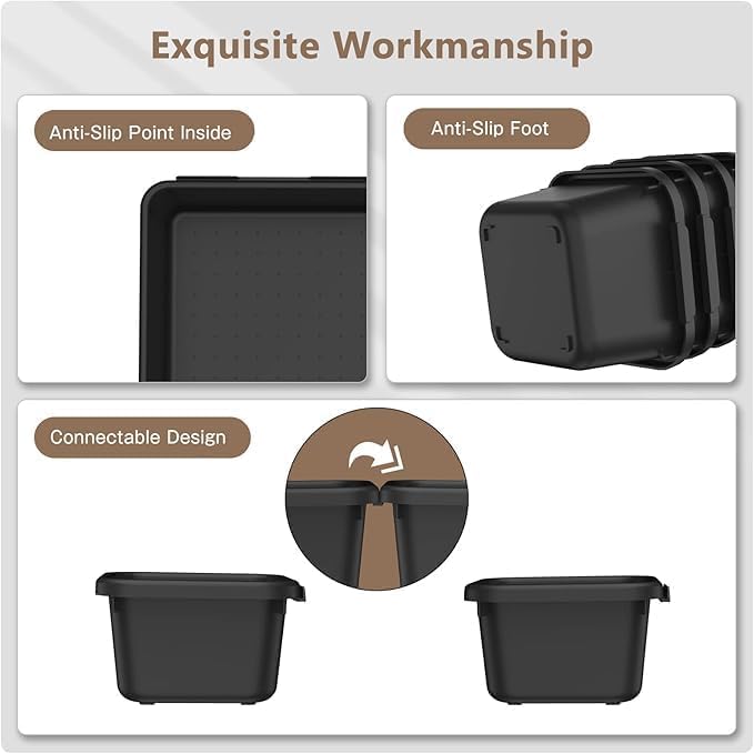 A-LuGei【𝟲 𝗦𝗜𝗭𝗘 & 100PCS Tool Box Organizer Tray Set【Fits 100+ Tools】 Black Plastic Drawer Divider Desk Drawer Organizer Garage Organization for Rolling Tool Chest Cart Workbench Office Storage