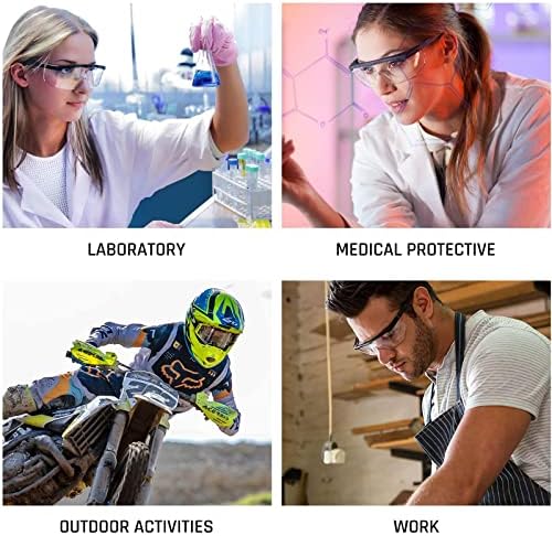 Safety GlassesClear Anti-Fog Goggles Over-Spec Glasses Protective Eye Wear Industrial Approved Wide-Vision(4 PACK)