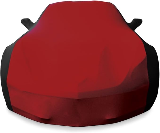 SR1 Performance USA Ultraguard Stretch Satin Indoor Car Cover for C7 Corvette (2014-2019) – Sport Series Custom Fit, Soft Dust Protection, Scratch-Free, Breathable Garage Cover (Dark Red/Black)