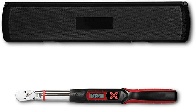 Tapha Tools 3/8 inch Flex-Head Digital Torque Wrench, 5-99.5 ft-lbs (6.8-135 N-m) Torque Range ±2% Accuracy, LED and Buzzer, Preset Memory, ISO 6789 Tested and Calibrated (DKF3N-T135BN)