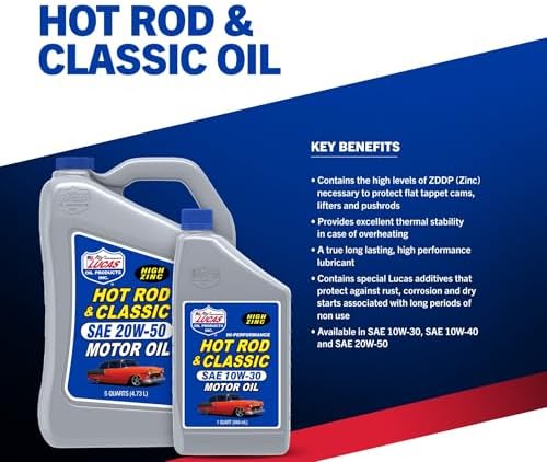 Lucas Oil 10688 Hot Rod & Classic Car SAE 10W-40 Motor Oil - 1 Quart (Pack of 6)