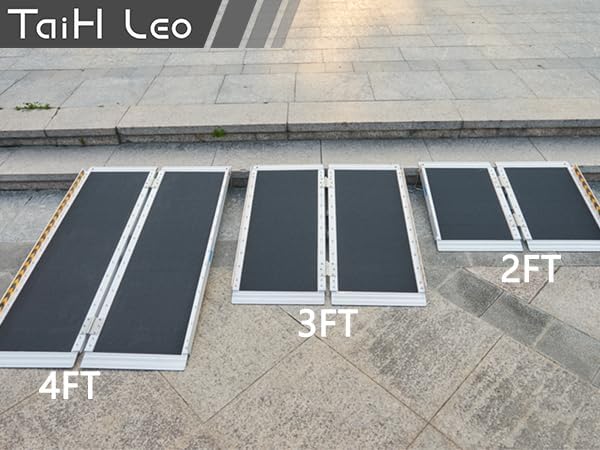 4 Feet Portable Wheelchair Ramp, Lightweight Aluminum Folding Handicap Ramp with Handle, Non-Slip Door Threshold Wheelchair Ramps for Home, Wheel Chair Ramp for Home Steps, Stairs, Doorways