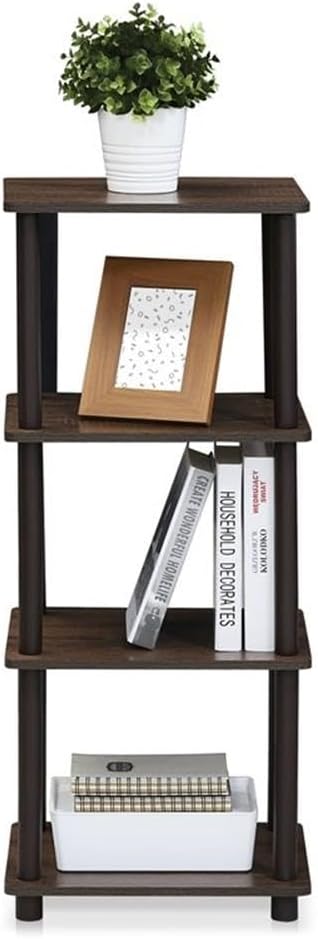 FURINNO Turn-N-Tube Shelf, 3 Space, Walnut/Brown