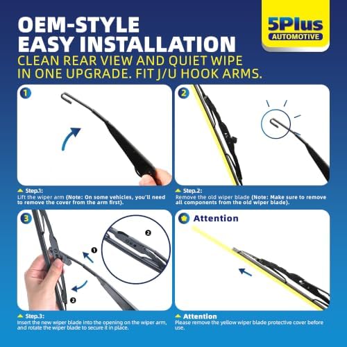 5 PLUS 14 Inch Rear Wiper Blade for HOOK Arms,Quiet OEM Rear Window Wiper