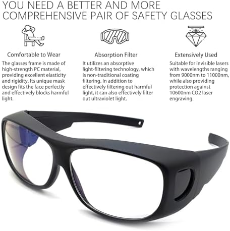CO2 Laser Safety Glasses OD 5+ 9000-11000nm / 10600nm Eye Protection Goggles