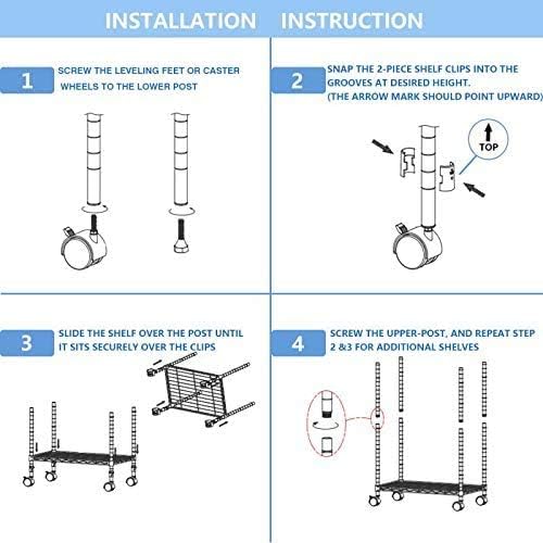 Simple Deluxe Heavy Duty 5-Shelf Storage Shelves, 1750Lb Loading Capacity, 35.43" W x 17.72" D x 70.87" H Adjustable Shelving Unit with Wheels, Chrome