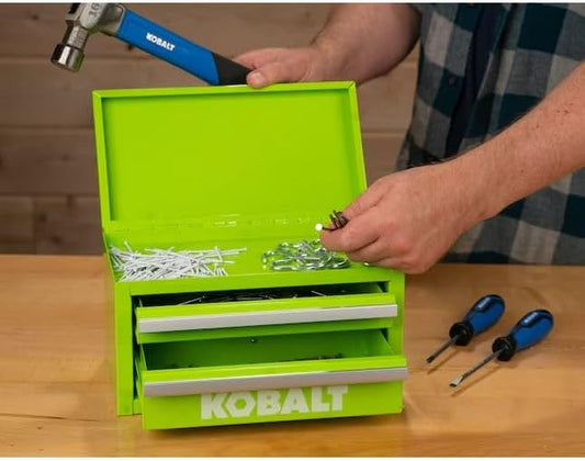 Mini 2-Drawer Steel Tool Box Green