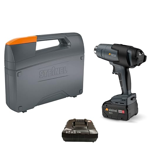 Steinel Cordless Heat Gun MH3 with 8.0 Ah Battery and Charger, 18 V Professional Power Hot Air Gun, LCD Display, 930°F /7 cfm
