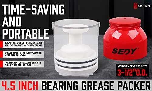 Premium Bearing Packer Kit, Handy Wheel Bearing Packer Tool Portable Wheel Bearing Grease Packer, Effortlessly Flushes Old Grease and Repacks Wheel Bearings
