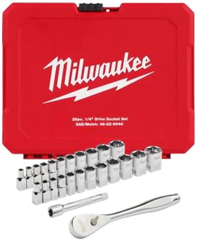 Milwaukee Electric - 25PC 1/4 Drive Metric SAE Ratchet and Socket SE