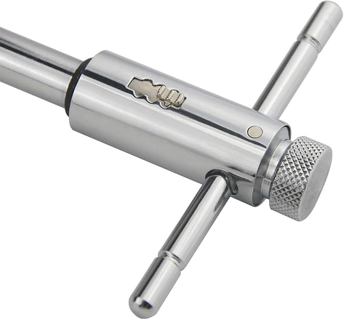 XINGYHENG Adjustable Ratchet Wheel Hand Tap Wrench holder Reversible Bothway T-Handle Manual Tapping Ratcheting Wrench 248mm with 5pcs M3 M4 M5 M6 M8 Machine Screw Thread Metric Plug T-shaped Tap