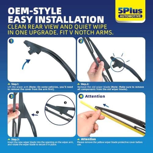5 PLUS RearQuiet 16 Inch Rear Wiper Blade,OEM Replacement Rear Window Wiper