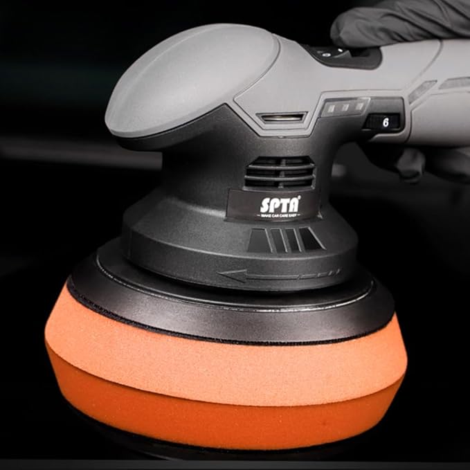 T40 Orange Medium-Cut Foam Polishing Pad, SPTA 1Pc 6.5 Inch Face for 6 Inch 150mm Backing Plate Compound Buffing Sponge Pads for Car Buffer Polisher Compounding, Polishing and Waxing -FPBFS6O