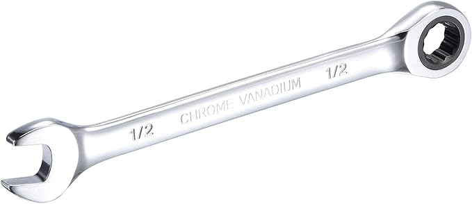 uxcell 1/2 Inch Ratcheting Combination Wrench SAE 72 Teeth 12 Point Ratchet Box Ended Spanner Tools, Cr-V