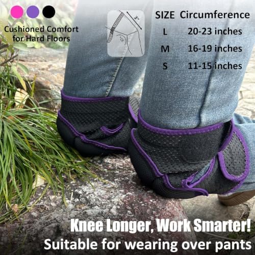 Women Brearhable Knee Pads for Gardening, Lightweight Foam Cap, Purple S