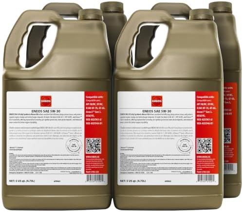 ENEOS 5W-30 Fully Synthetic Motor Oil, API SQ, dexos1 Gen3, 4x5 Qt
