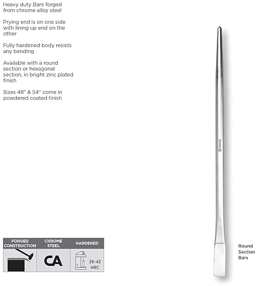 Groz 36-inch Aligning Pry Bar | Heavy Duty | Round Section | Zinc Plated | #33173-2 (Pack of 2)