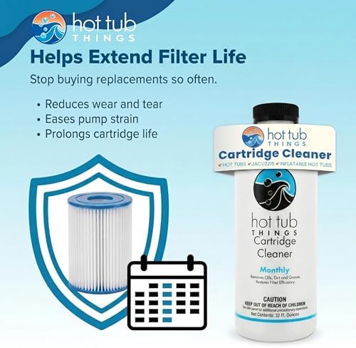 Hot Tub Things Spa Filter Cartridge Cleaner Removes Oils Dirt 32 oz