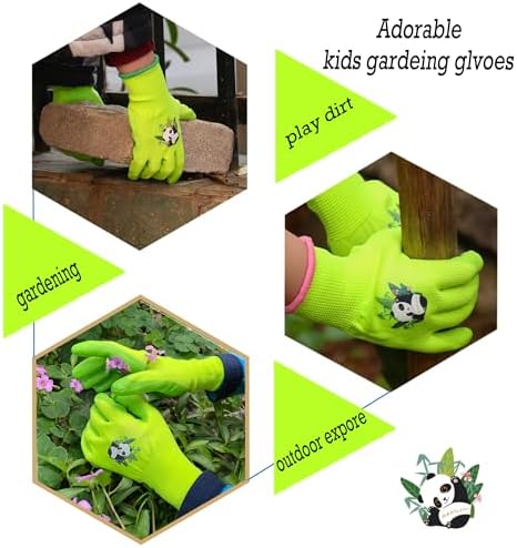 HANDLANDY 2 Pairs Kids Gardening Gloves, Grippy Kids Work Gloves, M